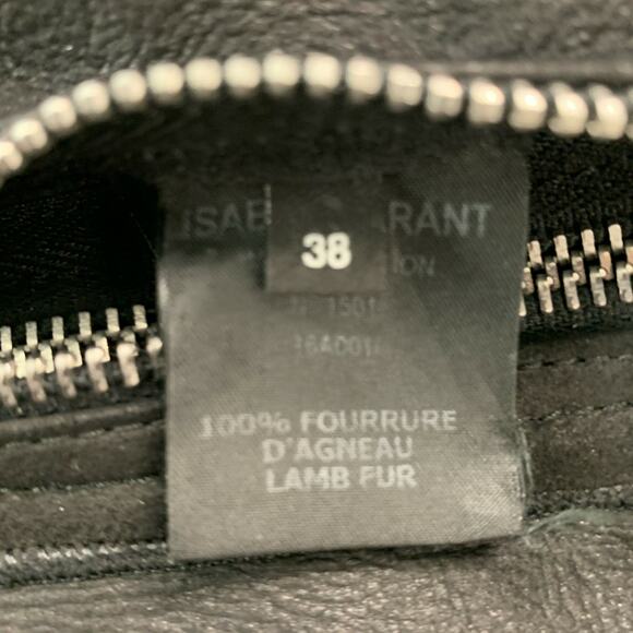 ISABEL MARANT Size 6 Black Leather Shearling Reversible Jacket - Picture 6 of 7